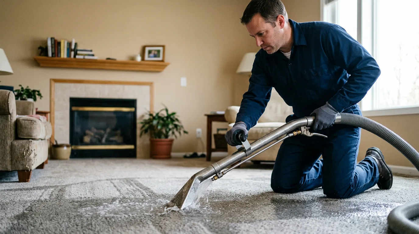Water damage restoration technician working near Roberta, GA